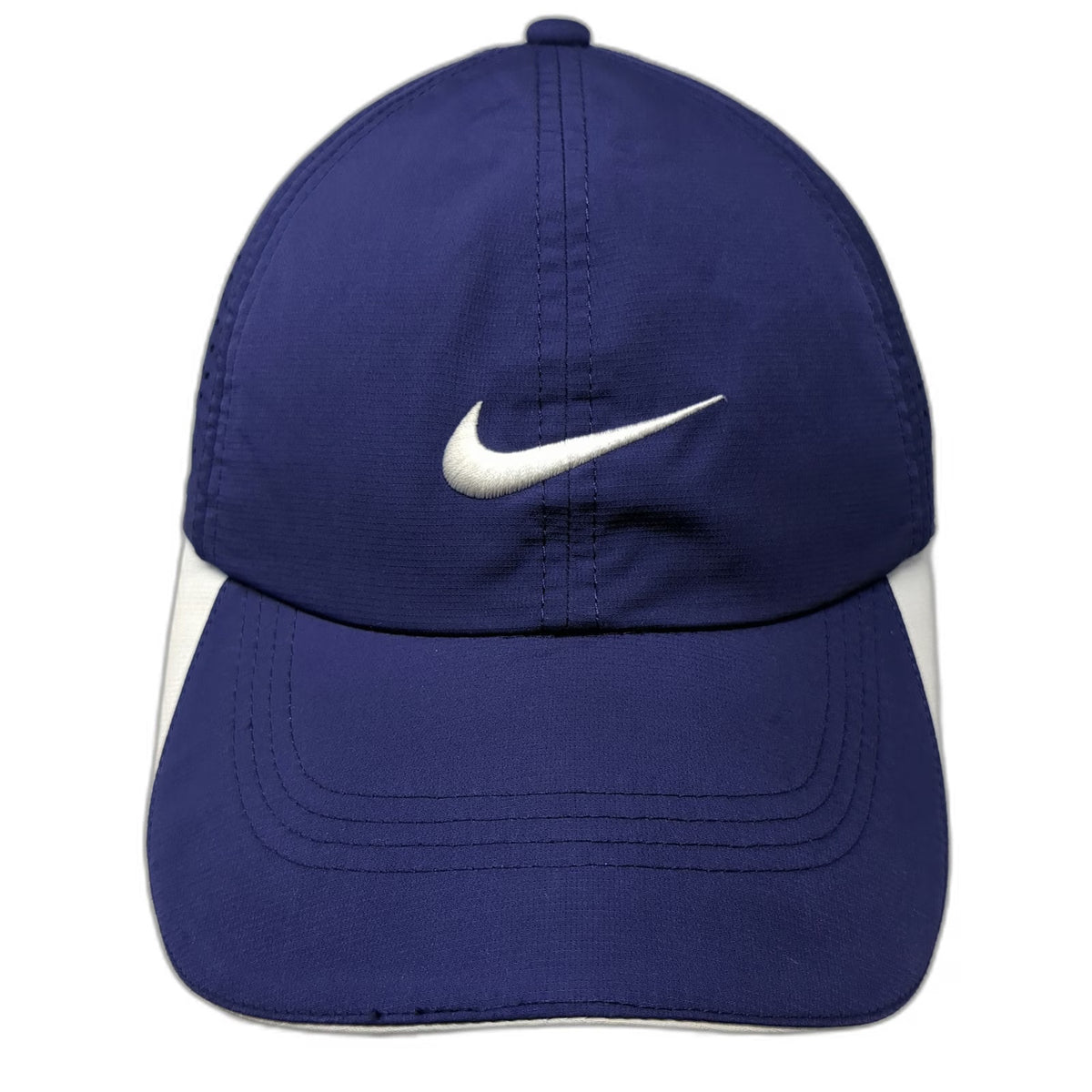 Nike Baseball Cap Blue One Size Swoosh Perforated Mesh Adjustable Golf hat