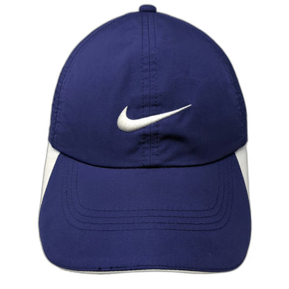 Nike Baseball Cap Blue One Size Swoosh Perforated Mesh Adjustable Golf hat