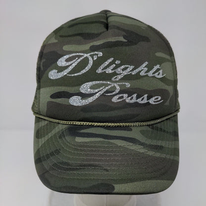 Dights Posse Snapback Trucker Hat Camouflage OSFA Adjustable Mesh Back Rope