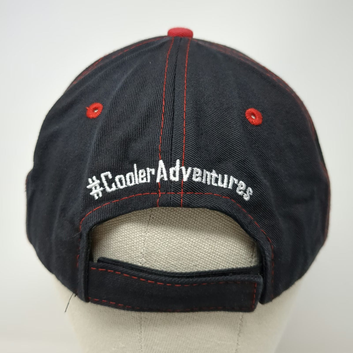Buck's Bags Cordova Cooler Baseball Cap Black One Size Red Stitching Logo Hat