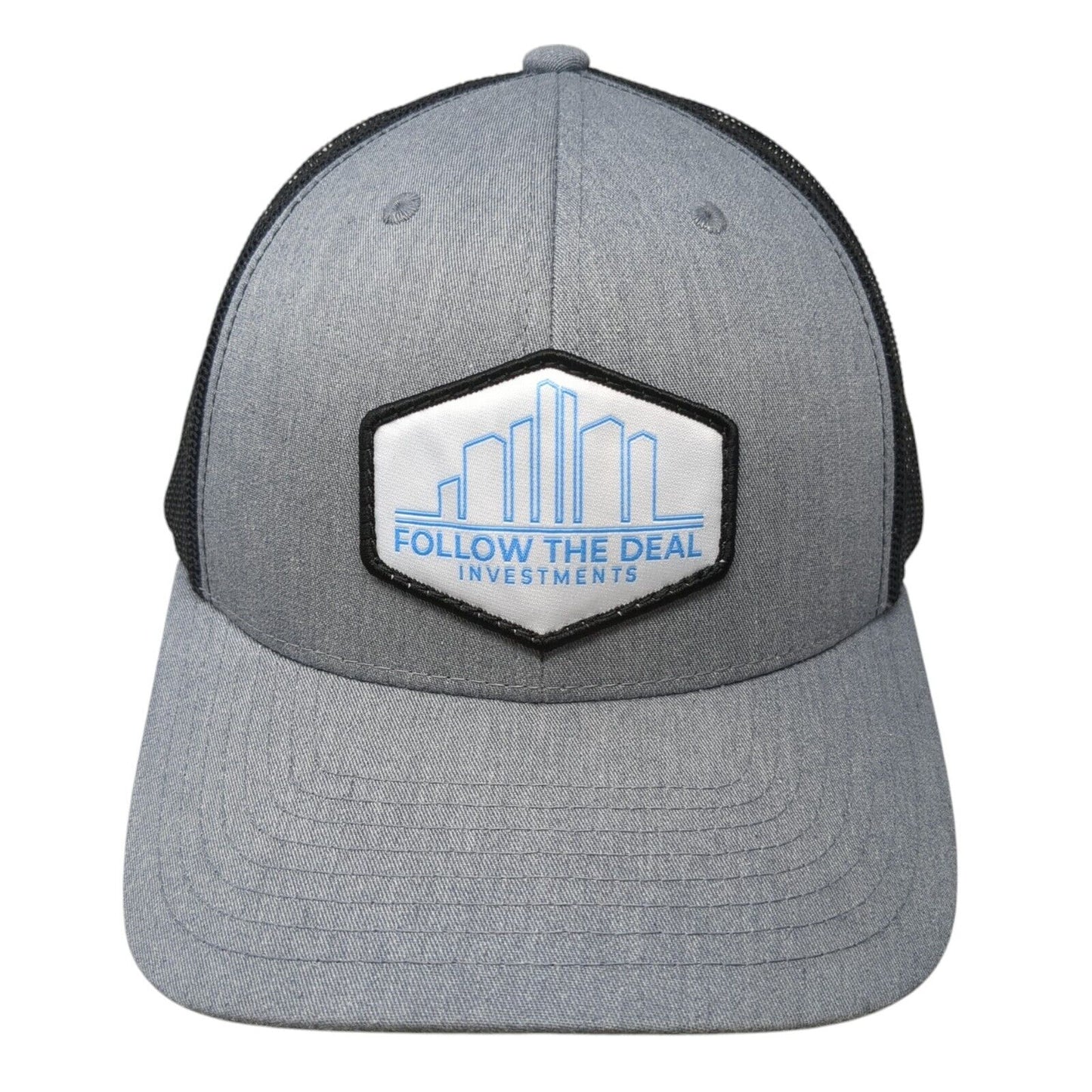 Follow The Deal Investments Snapback Trucker Hat Gray One Size Mesh Back