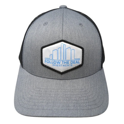 Follow The Deal Investments Snapback Trucker Hat Gray One Size Mesh Back