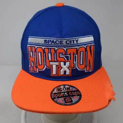 Icon Sports 5 Panel Blue Orange Houston Texas Space City Hat Snapback One Size