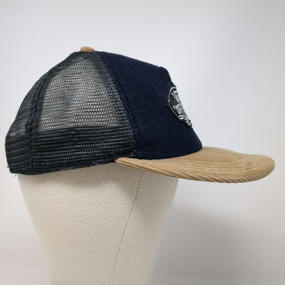 Vans Trucker Hat One Size Blue Beige Corduroy Snapback Mesh Back Skateboard Logo