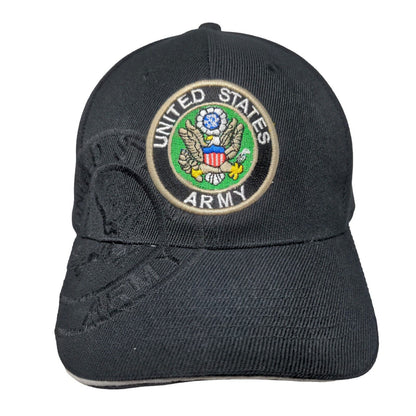 United States Army Strapback Hat Black One Size Embroidered Adjustable