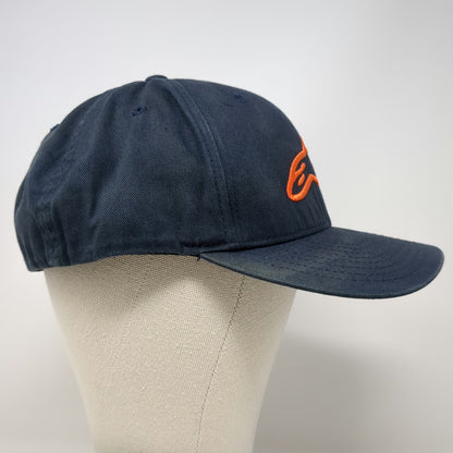 Alpinestars Baseball Cap Blue XL Orange Logo Flexfit Hat Cotton Spandex Moto