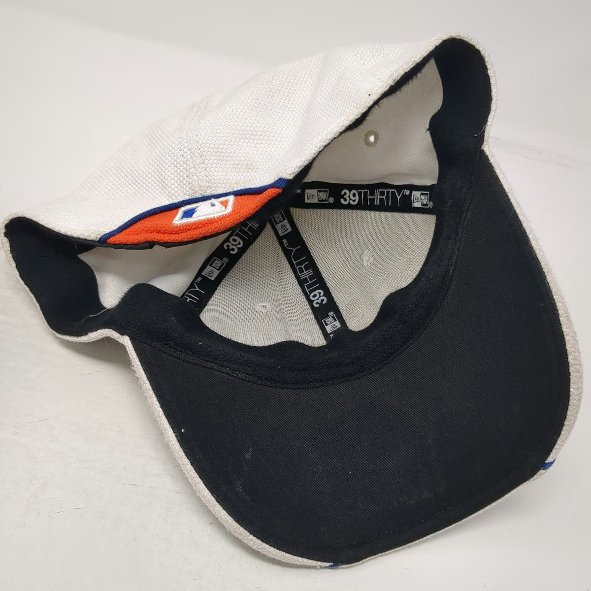 New York Mets MLB New Era Baseball Cap White XL 39THIRTY Blue Orange Logo Hat