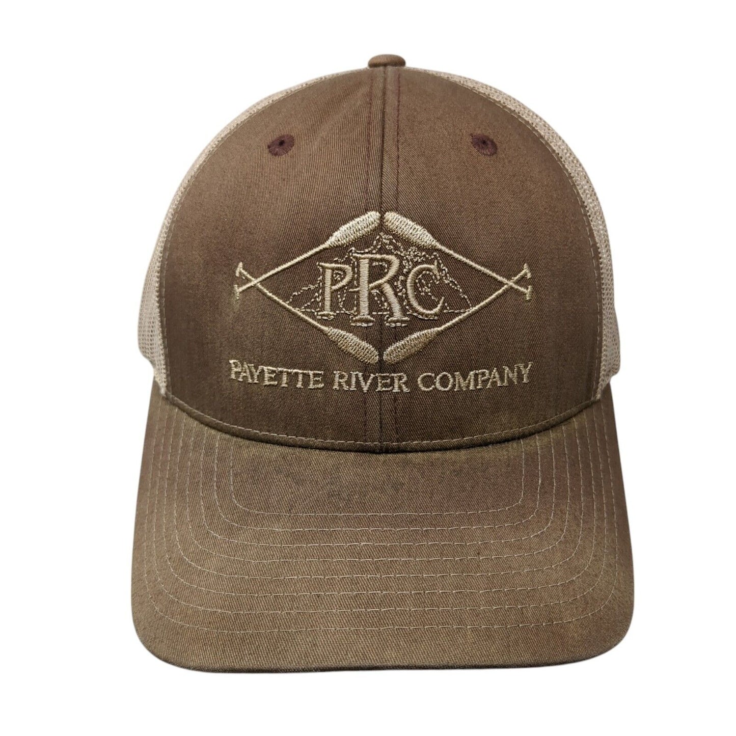 PRC Payette River Company Idaho Snapback Trucker Hat Brown OS Adjustable Mesh