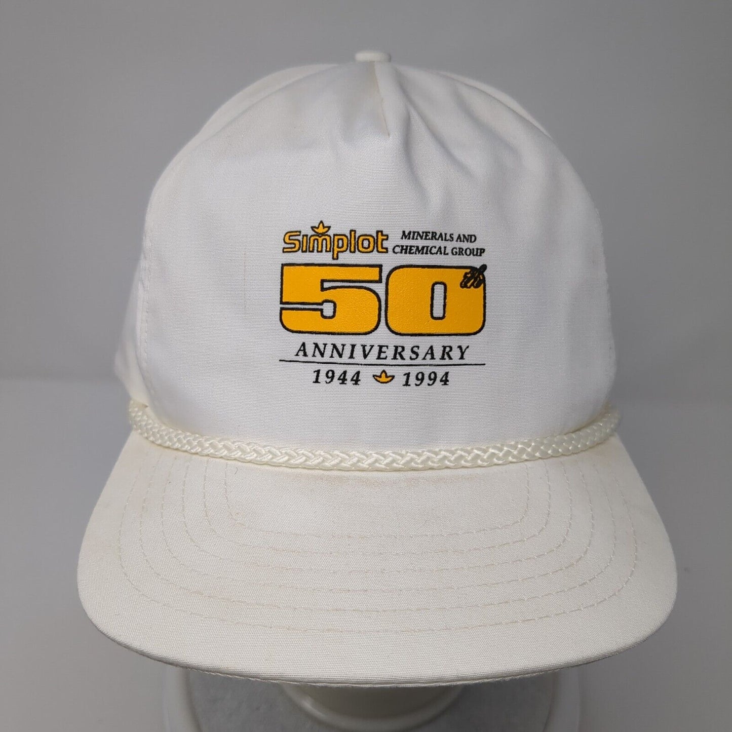 Simplot 50th Anniversary Snapback Hat White One Size Adjustable Rope Winner