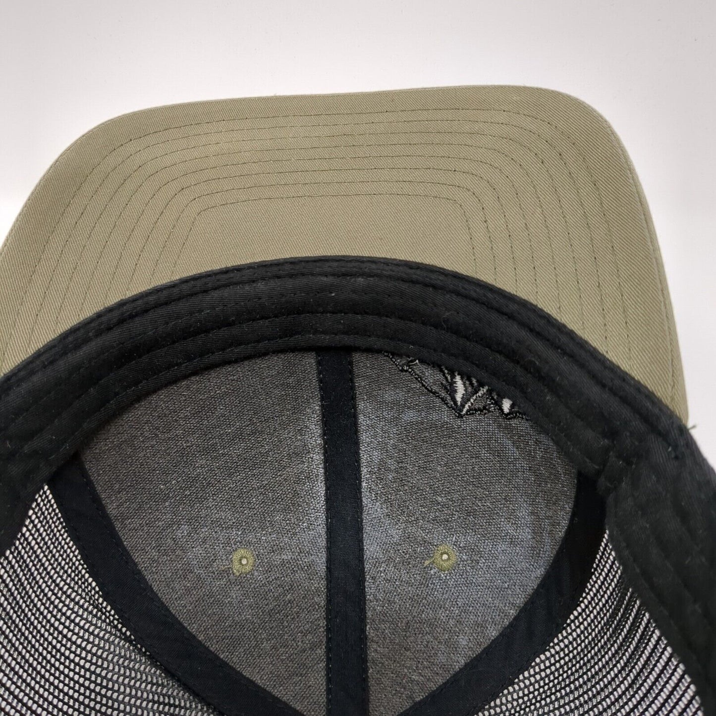 Mountain Snapback Trucker Hat Tan OS Adjustable Embroidered Mesh Richardson