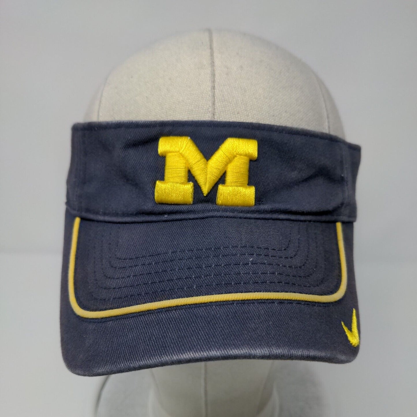 Michigan Wolverines Strapback Sun Visor Hat Blue OSFA Nike Team NCAA