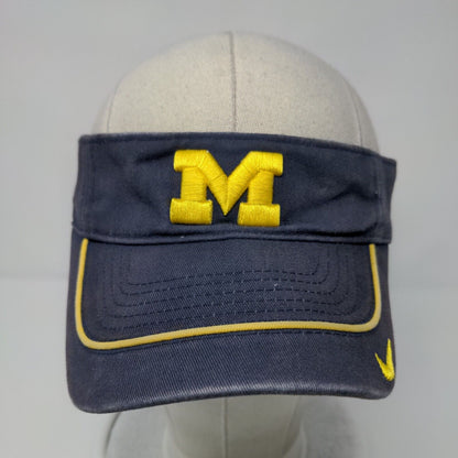 Michigan Wolverines Strapback Sun Visor Hat Blue OSFA Nike Team NCAA