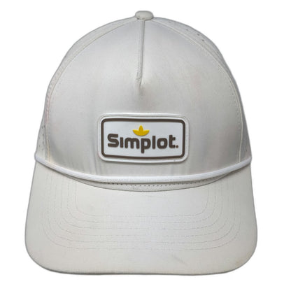 Namebrand Trucker Hat White One Size Simplot Logo Rope Brim Perforated Snapback