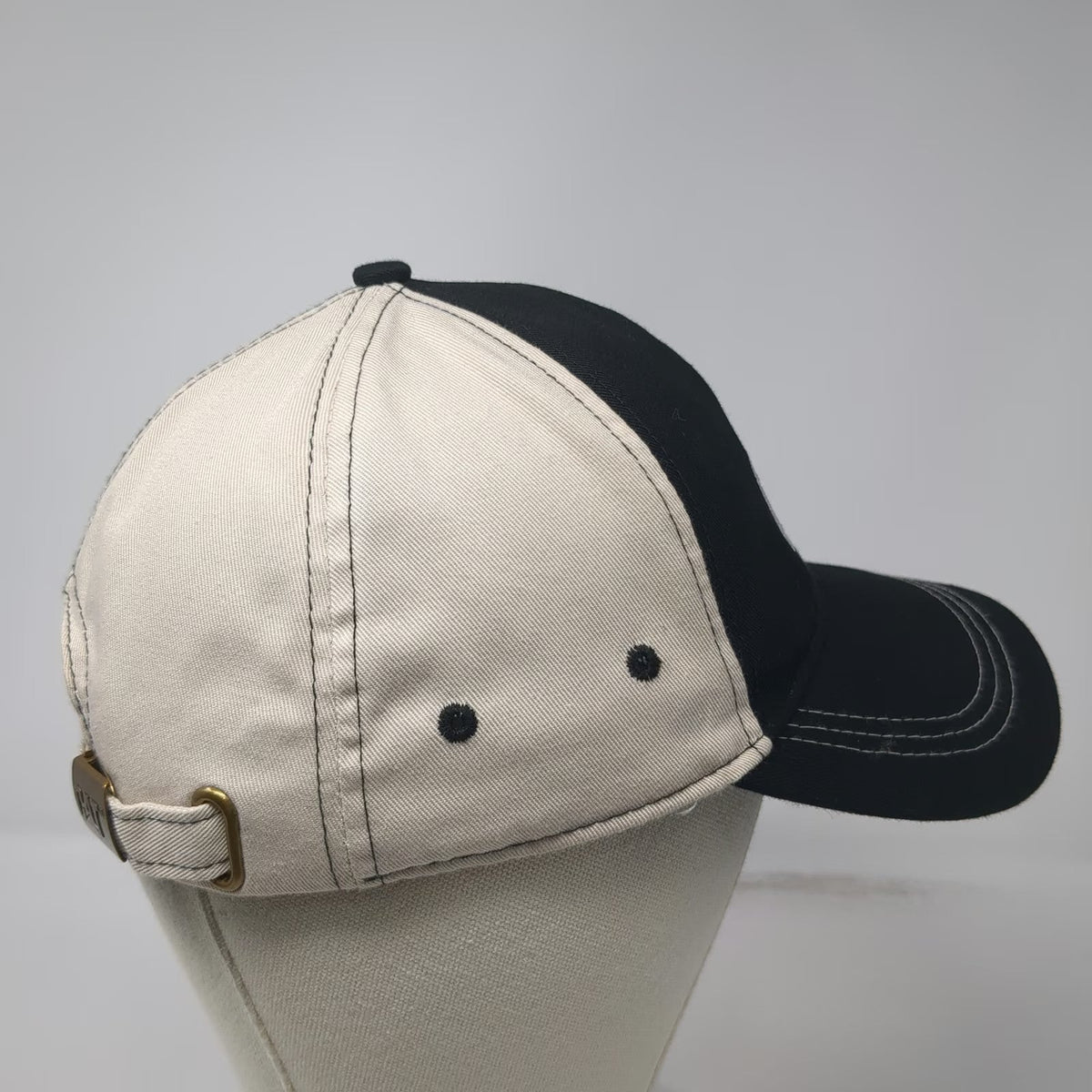 Caterpillar CAT Baseball Cap Black Beige One Size Contrast Stitch Logo Work Hat