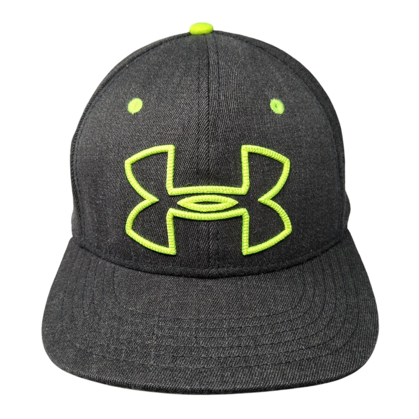 Under Armour Big Logo Fitted Hat M/L Stretch Gray Embroidered 6 Panel