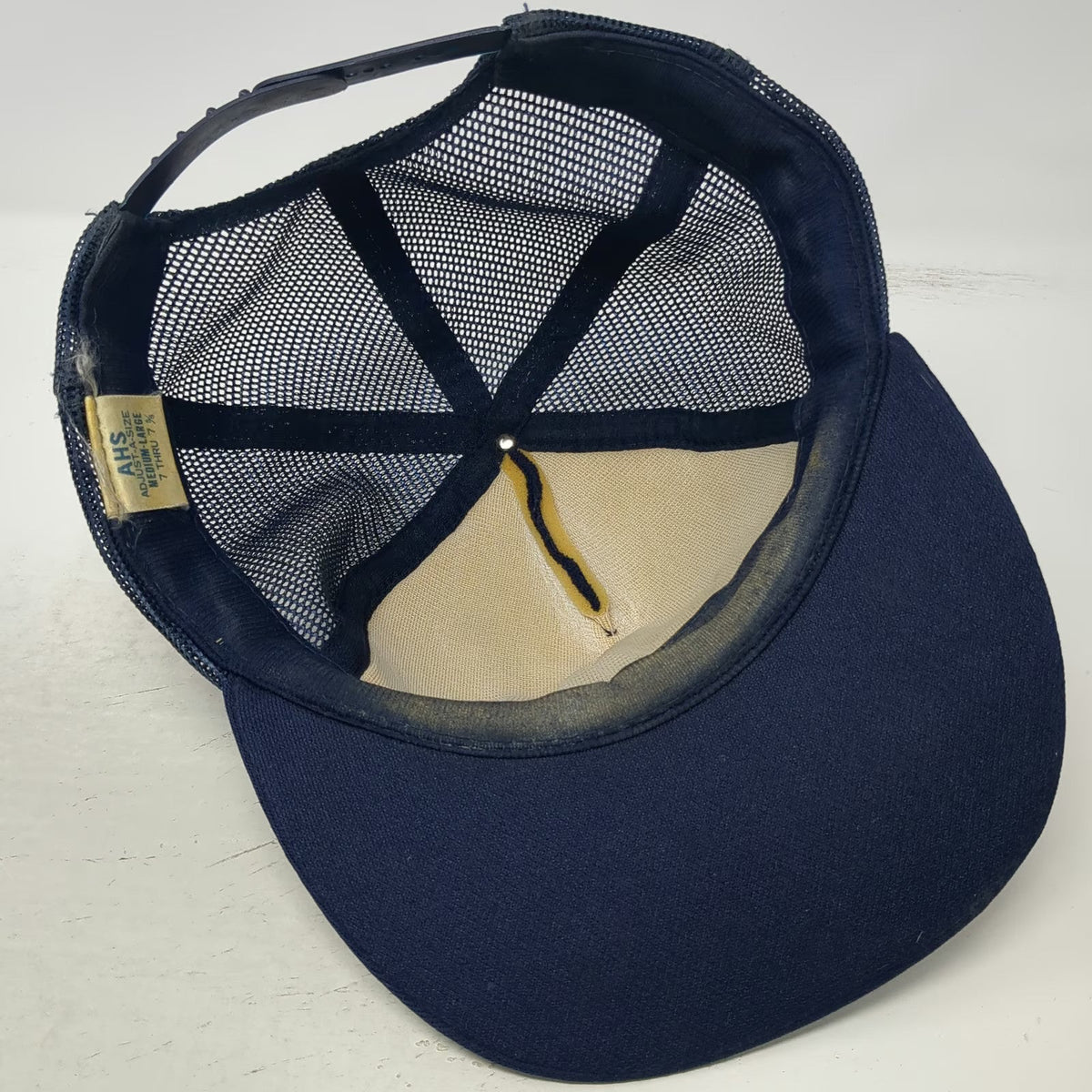 AHS Trucker Hat Blue Yellow 7 5/8 Snapback Harrah's Lodge Middle Fork Oak Leaves