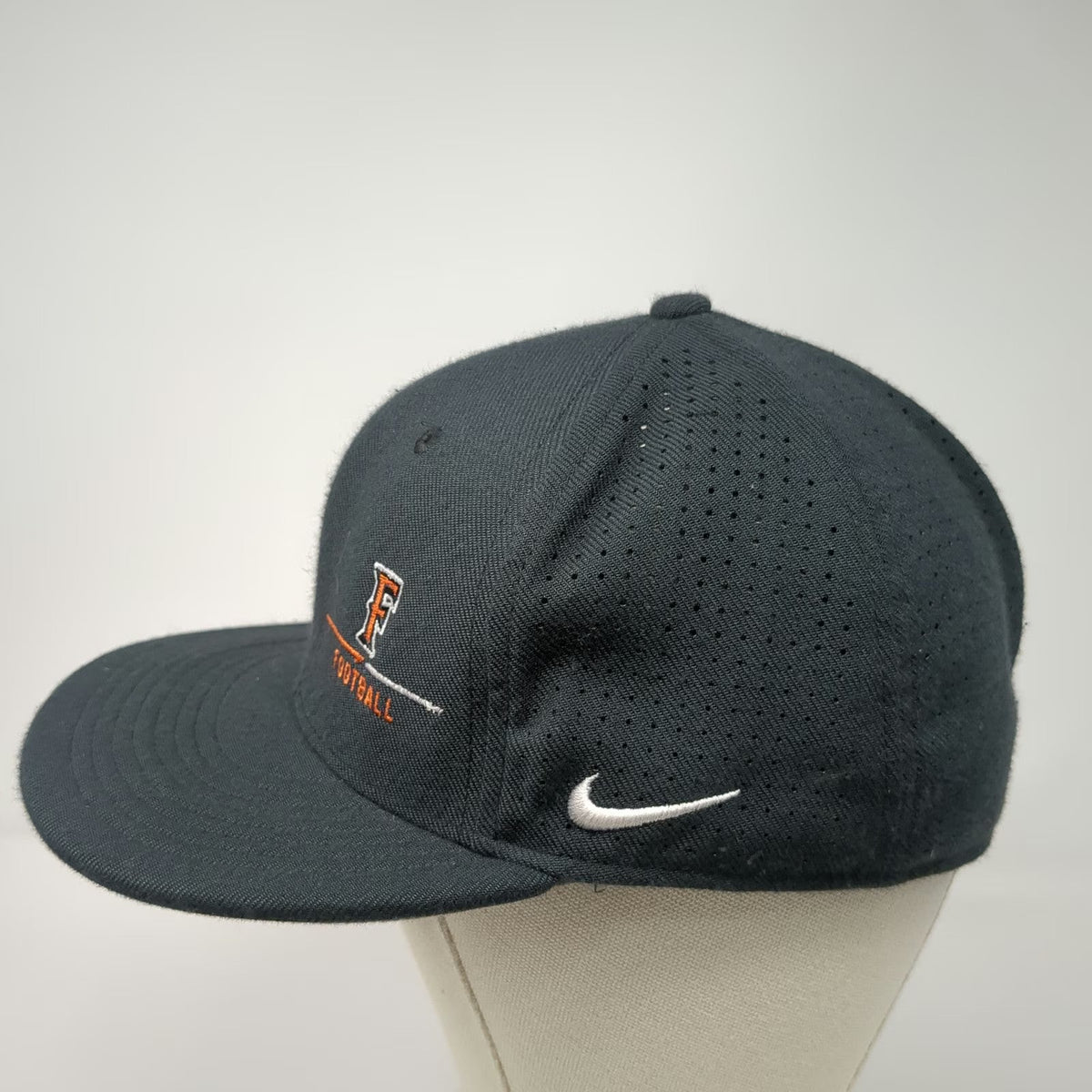 Nike Football Gray Baseball Cap L Orange Dri-FIT Perforated Mesh Flat Brim Hat