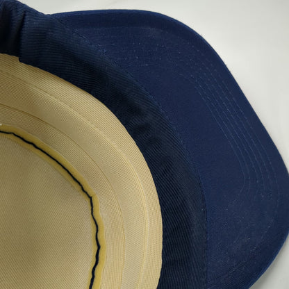 Blue Army Cap 7 5/8 Snapback Striped Padded Polyester Hat Triple White Stripes