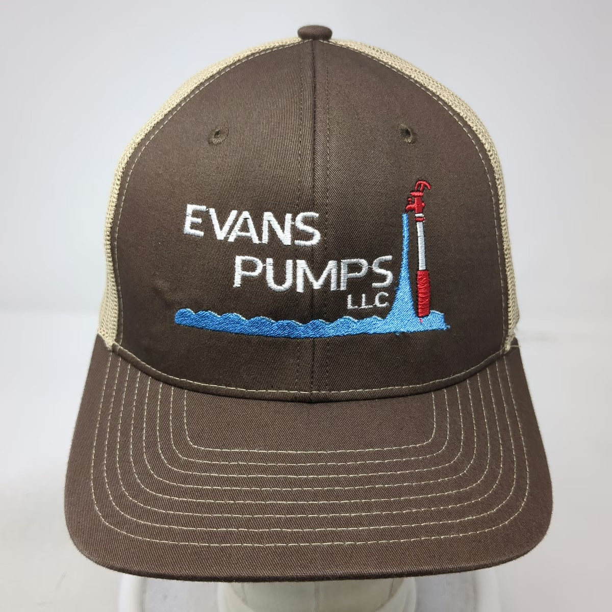 Richardson Brown One Size Trucker Hat Evans Pumps LLC American Flag Snapback
