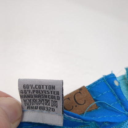 C.C Exclusives Strapback Trucker Hat Blue One Size Ponytail Distressed