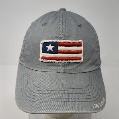 USA Flag Patch Slideback Hat Gray One Size Adjustable Solid Life Is Good