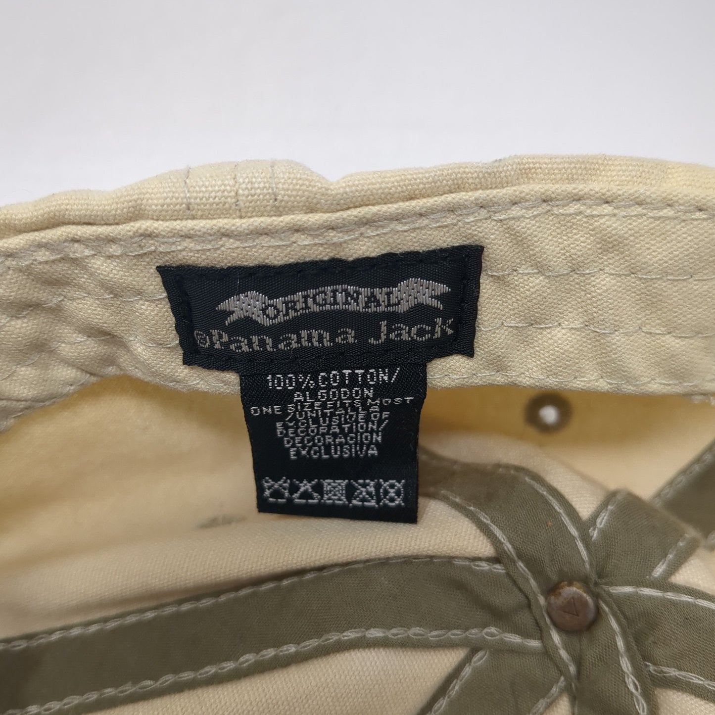 Panama Jack Baseball Cap Beige One Size Adjustable Embroidered 6 Panel Cotton