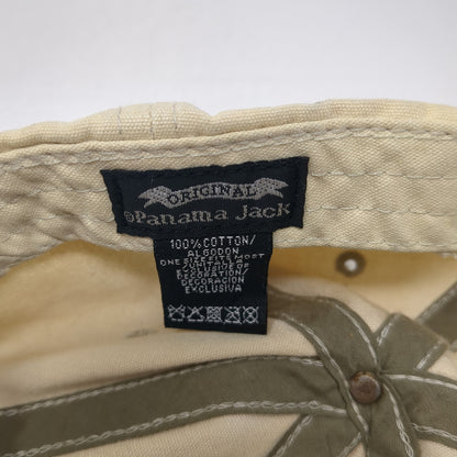 Panama Jack Baseball Cap Beige One Size Adjustable Embroidered 6 Panel Cotton