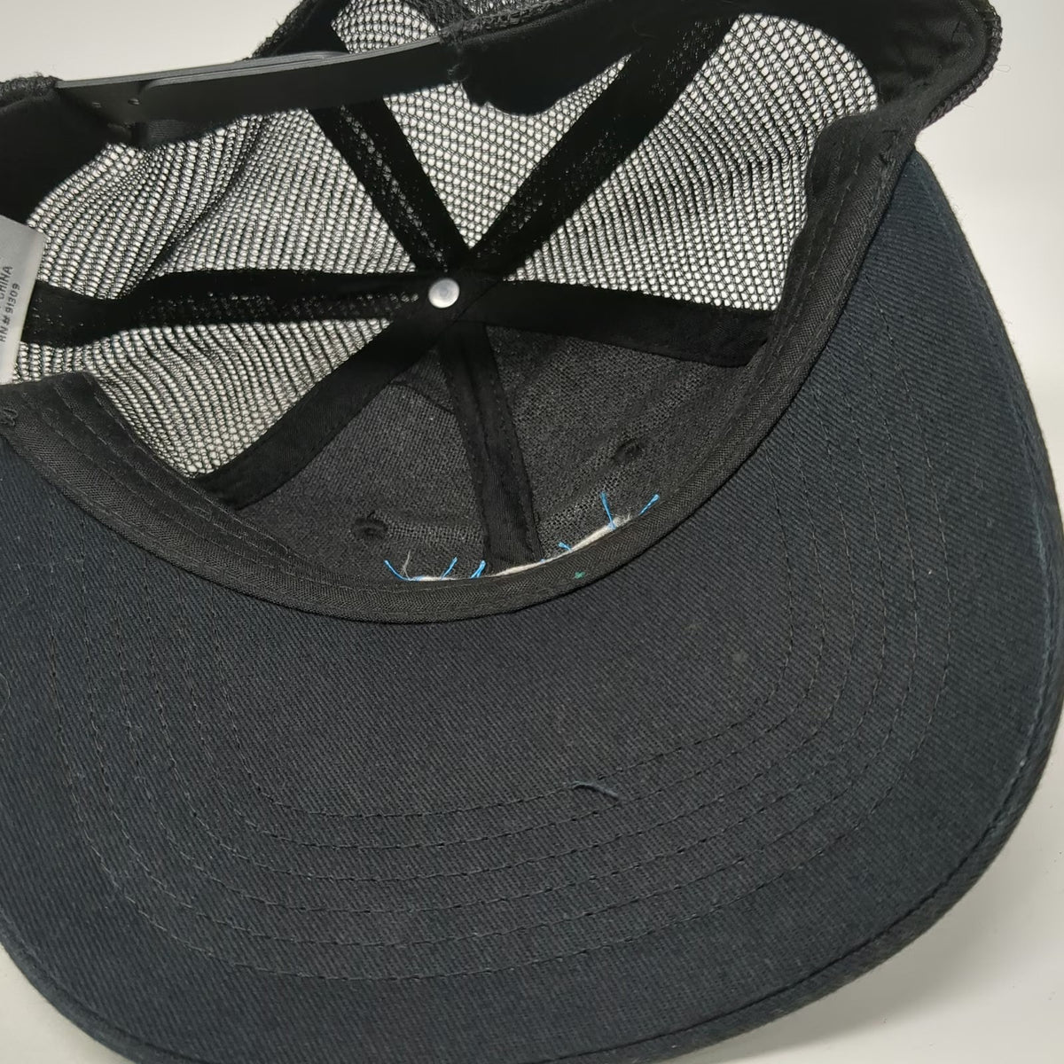 K-BIG Trucker Hat Black Blue One Size J Morgan Salon Company Mesh Snapback Logo