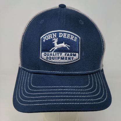 John Deere Men's Snapback Mesh Back Hat Blue Gray Embroidered Retro Logo