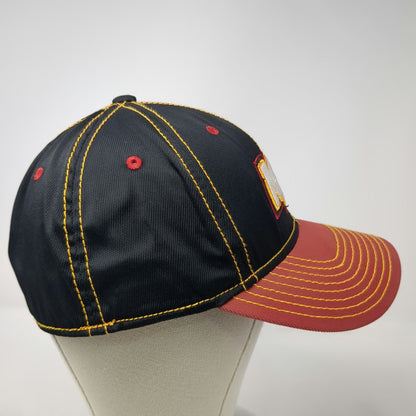 Adidas Miami Heat NBA Black Red Gold Hat Size M Contrast Stitching Stretch Fit
