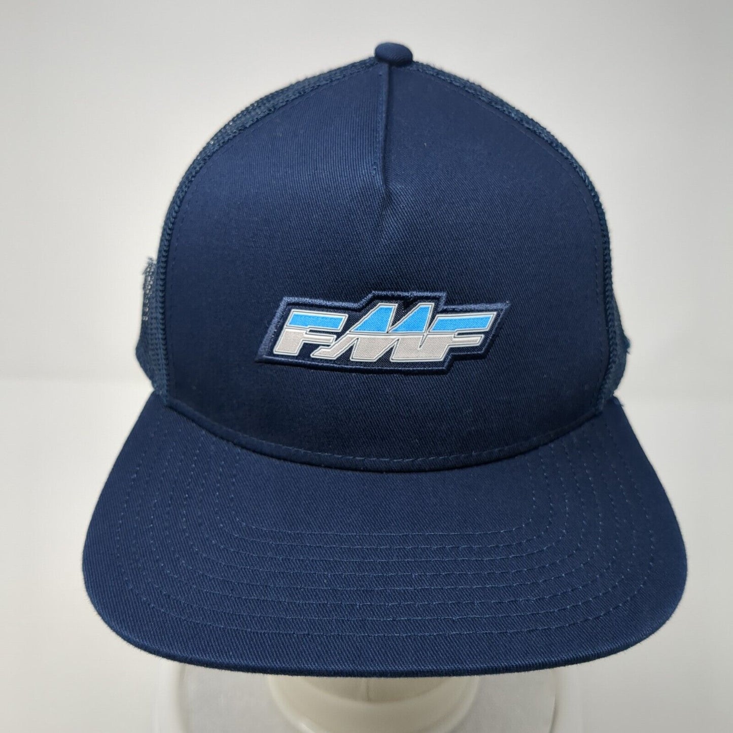 FMF Snapback Trucker Hat Blue One Size Adjustable Embroidered Mesh Back 6 Panel
