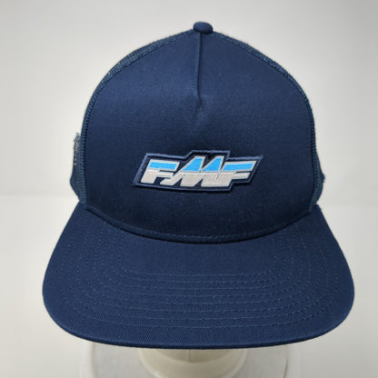 FMF Snapback Trucker Hat Blue One Size Adjustable Embroidered Mesh Back 6 Panel