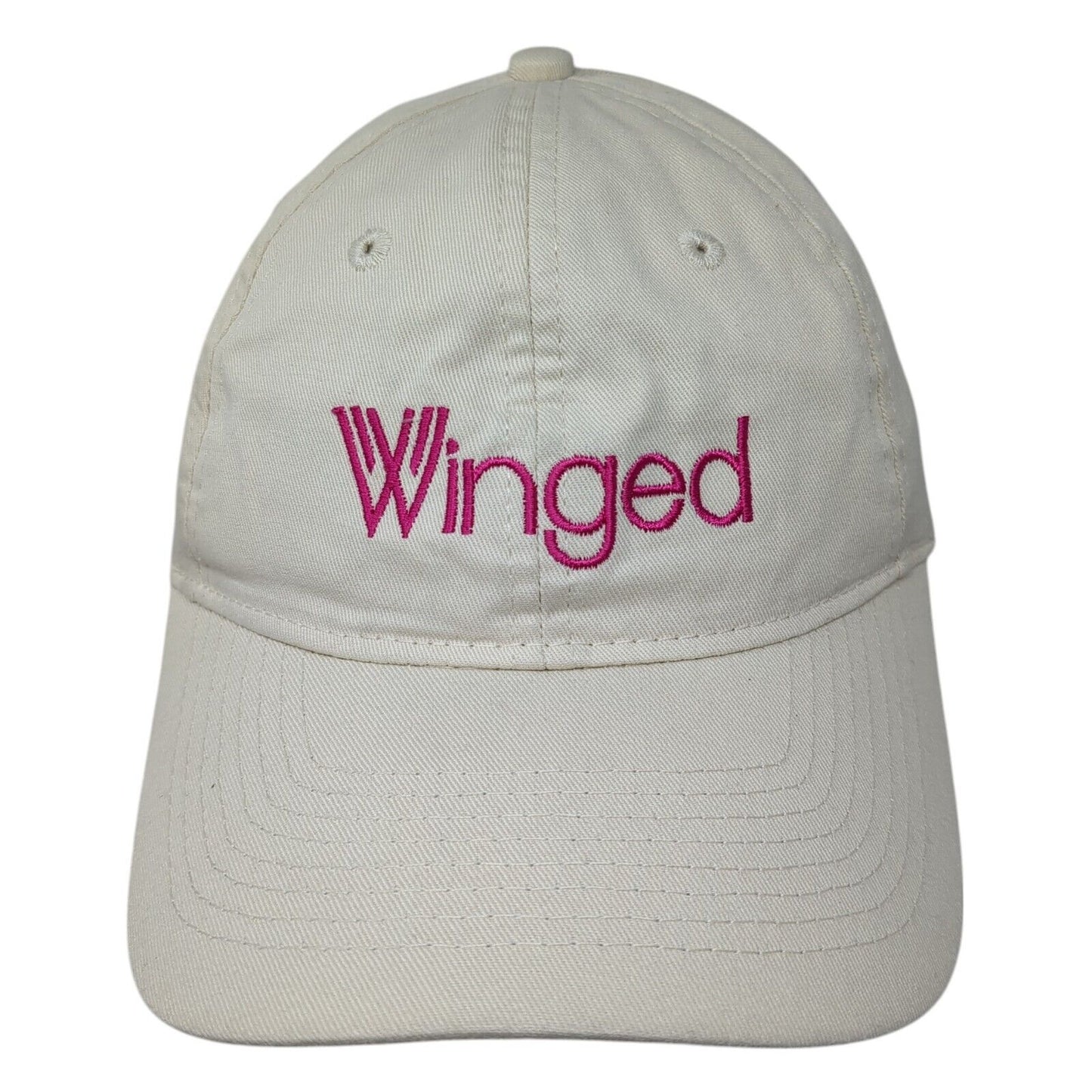 Winged Strapback Hat Tan One Size Adjustable Embroidered Port & Company