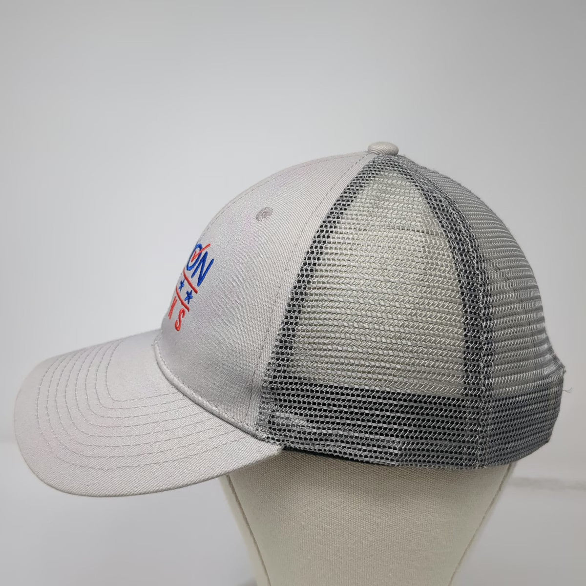 Gray Trucker Hat One Size Union Perks Embroidered Stars Mesh Back Snapback Logo