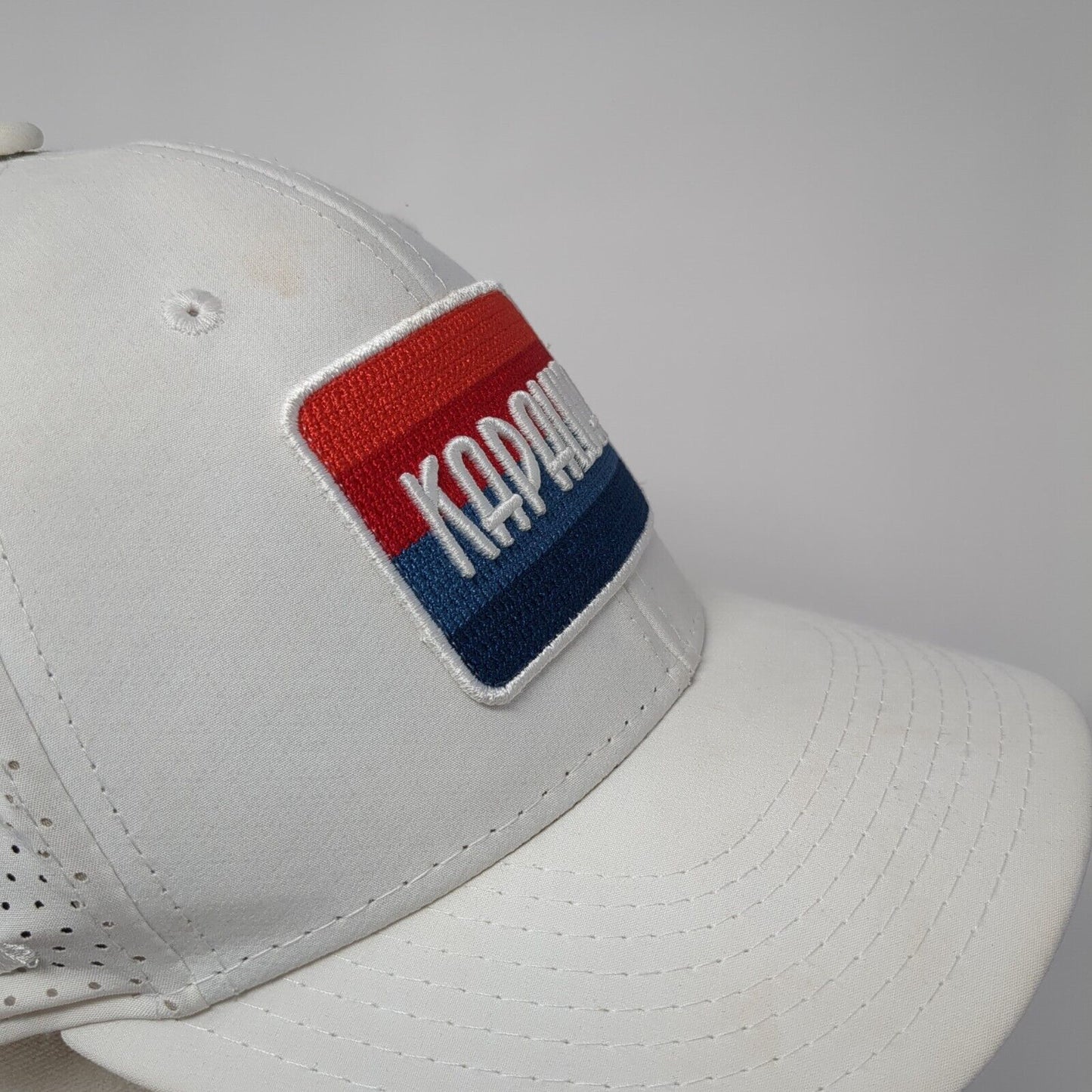 Kapalua Patch Snapback Hat White One Size Adjustable Laser Cut Pukka
