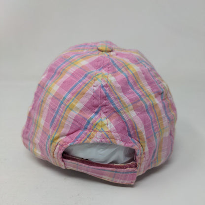 Flowers Toddler Strapback Hat One Size Adjustable Embroidered Plaid Cotton
