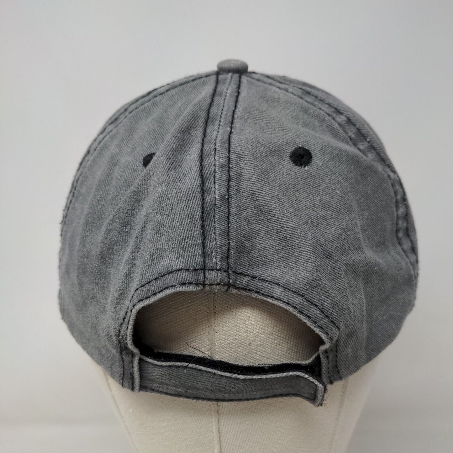 American Flag Leather Patch Strapback Hat Gray One Size Adjustable 6 Panel