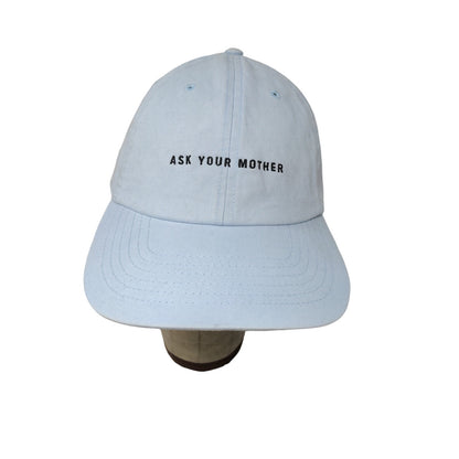 Wembley Ask Your Mother Slideback Hat Size OS Blue Embroidered Spell Out