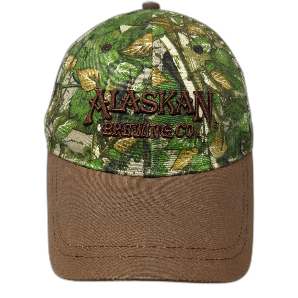 Alaskan Brewing Co Baseball Cap Green Brown One Size Camo Leaf Beer Brewery Hat