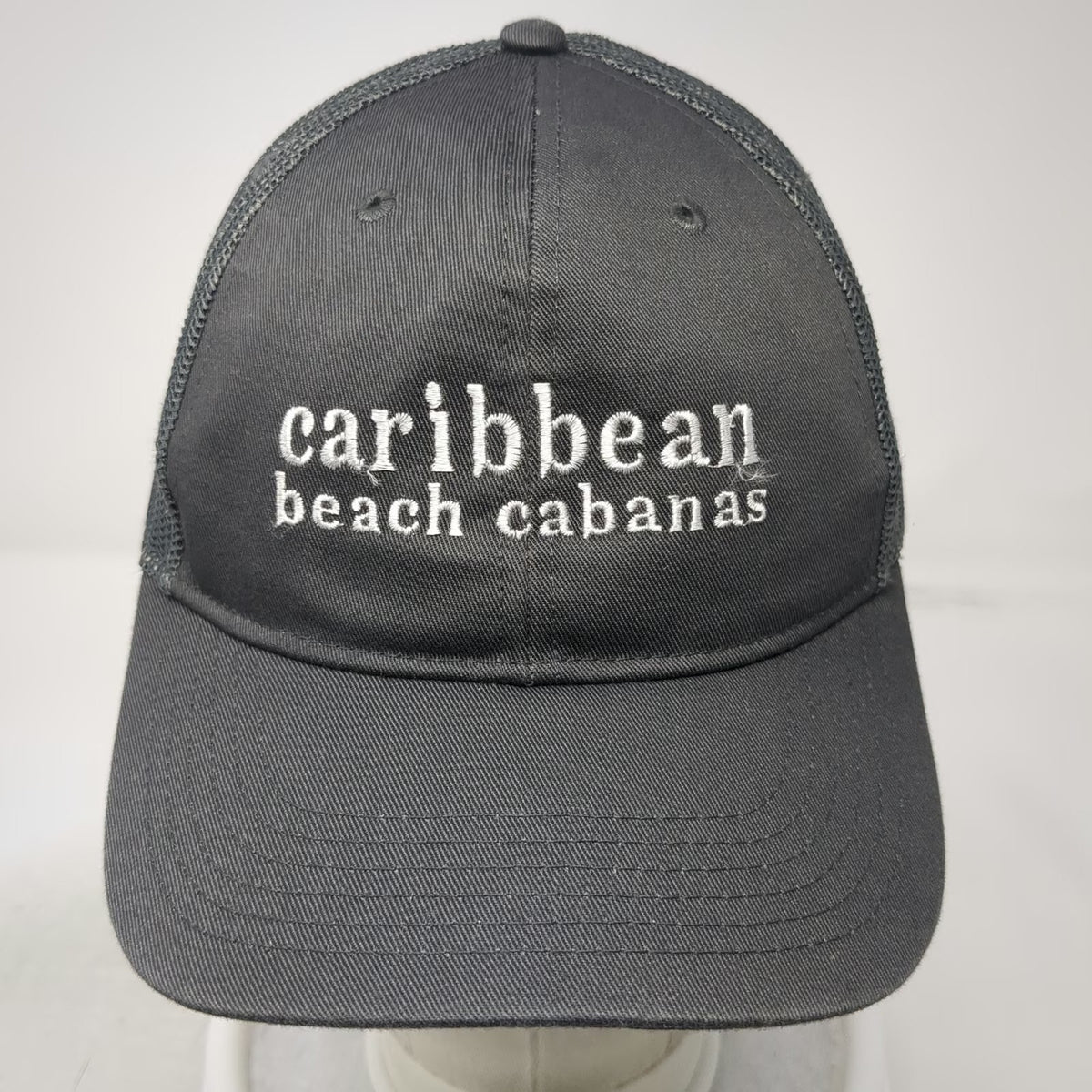 Otto Trucker Hat Gray White One Size Caribbean Beach Cabanas Mesh Back Snapback
