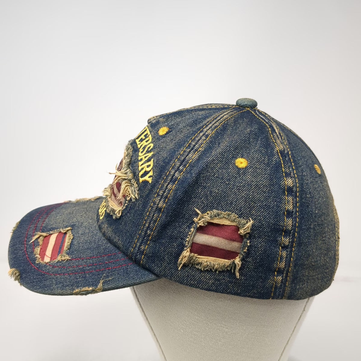 5 Panel Blue One Size Hat 250th Anniversary USA Flag 1776-2026 Denim Slideback
