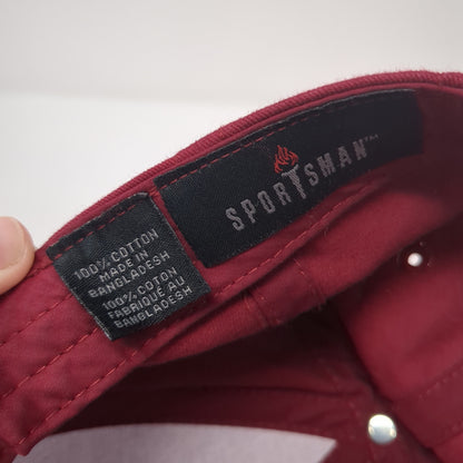 Sportsman Strapback Baseball Cap Red One Size Adjustable Lightweight Blank