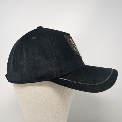 Black Baseball Cap One Size Corduroy Tiger Patch Studded Brim Hat Rhinestones