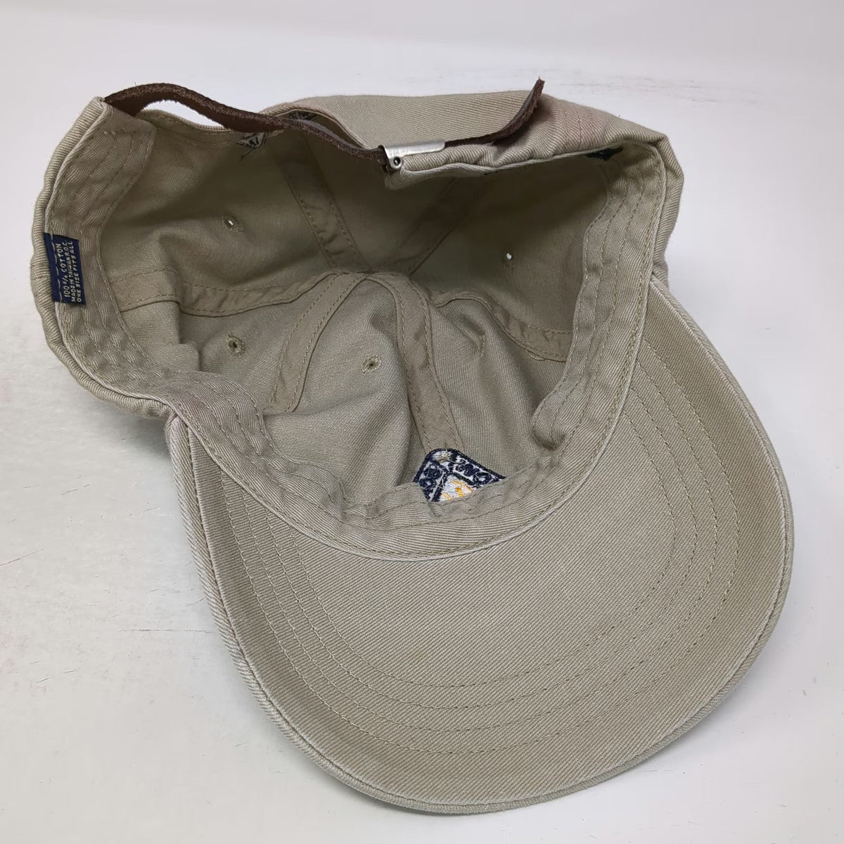 AE Performance Baseball Cap Beige One Size Slideback Leather Strap Grotto Hat