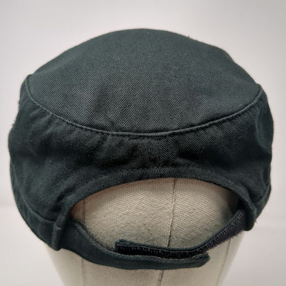 District Army Cap Black One Size Pink Posh Script Embroidery Frayed Edge Hat