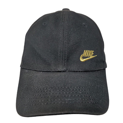 Nike Swoosh Gold Logo Slideback Hat Black One Size Embroidered Adjustable