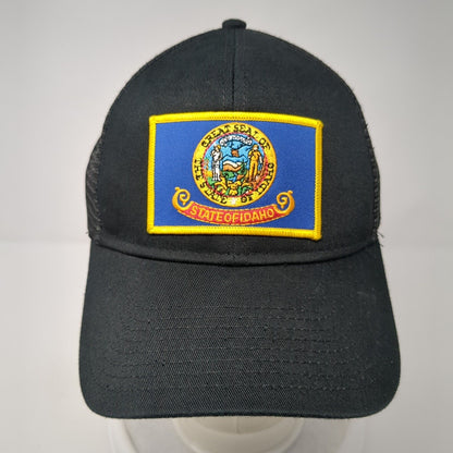 State of Idaho Snapback Trucker Hat Black One Size Adjustable Mesh Back Otto
