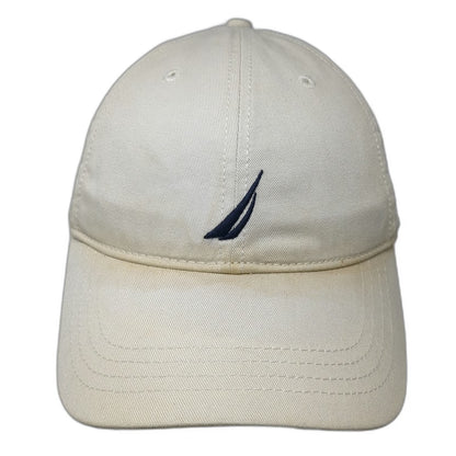 Nautica Baseball Cap Beige One Size Slideback Cotton Embroidered Blue Sail Hat