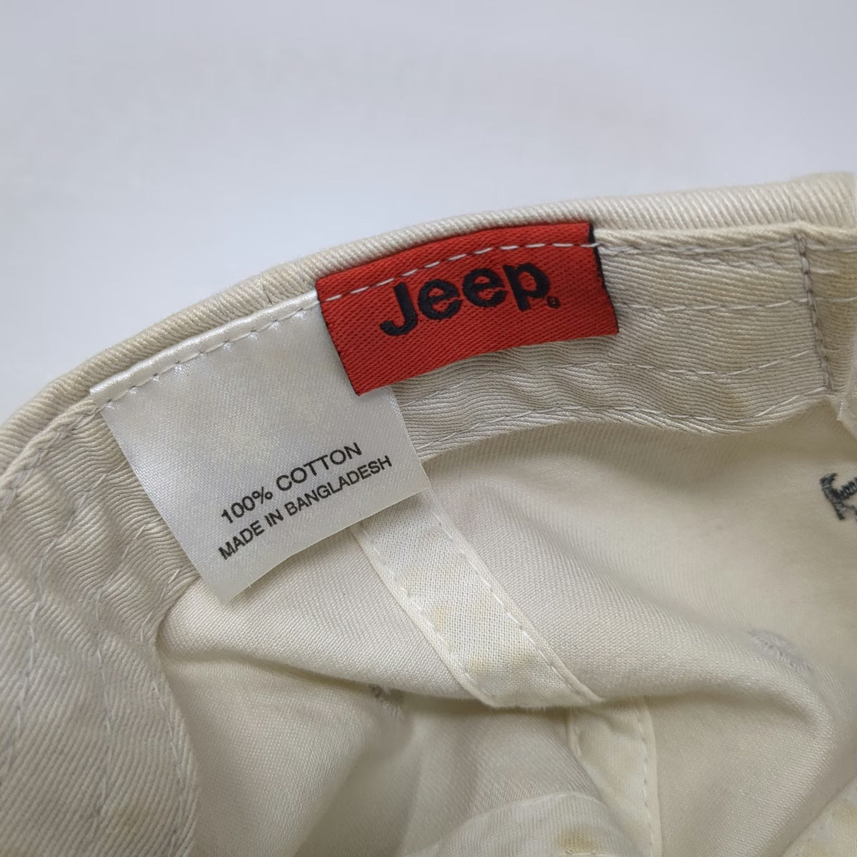 Jeep Baseball Cap Beige One Size Bearded Smiley Face Adjustable Strapback Hat