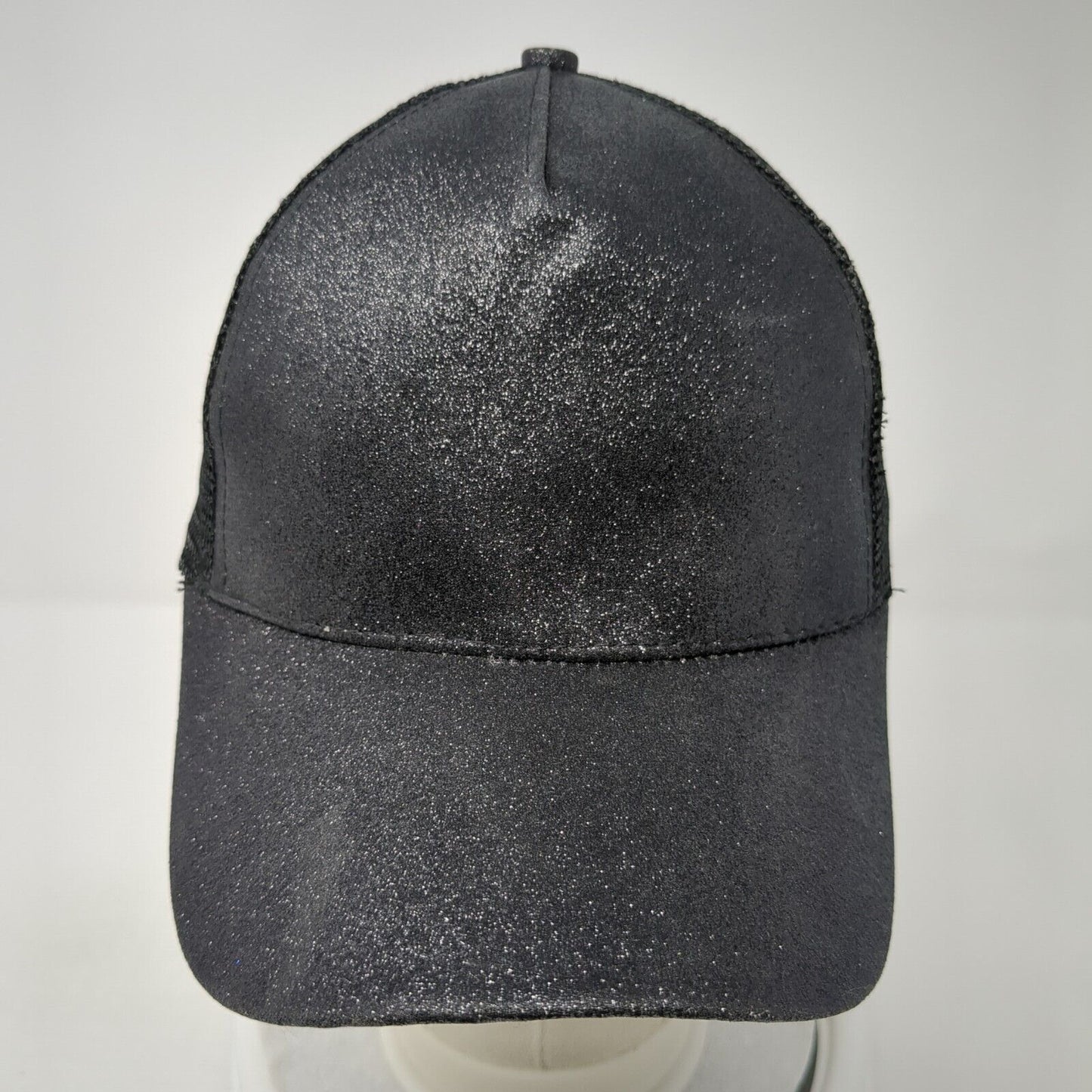 Unbranded Strapback Mesh Back Trucker Hat Black One Size Ponytail Blank